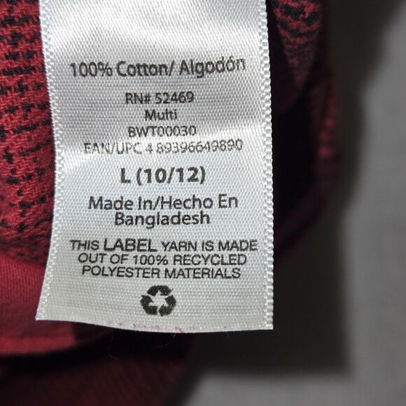 Free Assembly Girls 100% Cotton Flannel Shacket Jacket Red Size L 10/12 Pockets - Picture 6 of 6